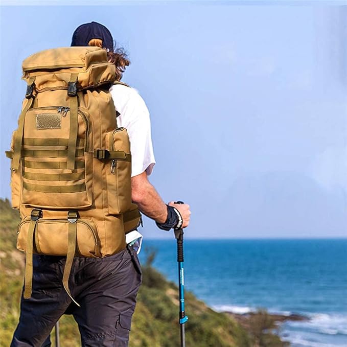 Backpack Ryggsäck 80 Liter: Hållbar Militärinspirerad Design med MOLLE-System - Ryggsäck