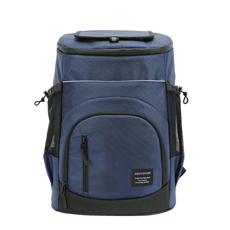  Blå kylbag ryggsäck med stort kylfack, perfekt för camping, picknick och utflykter
