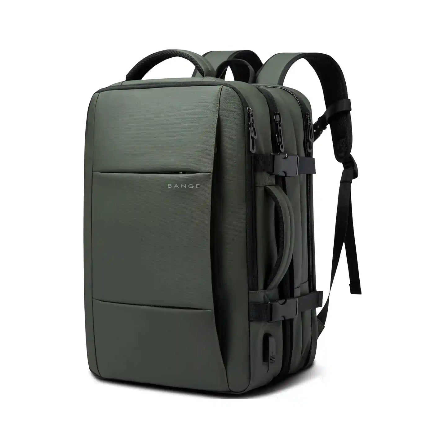 Olivgrön reseryggsäck handbagage med sidofack och praktisk form