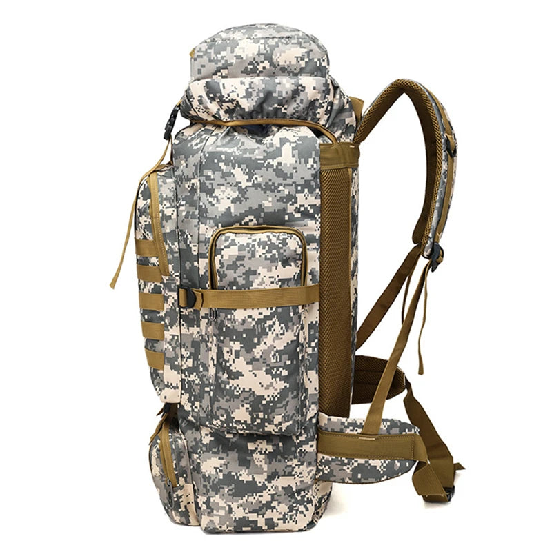 Backpack Ryggsäck 80 Liter: Hållbar Militärinspirerad Design med MOLLE-System - Ryggsäck