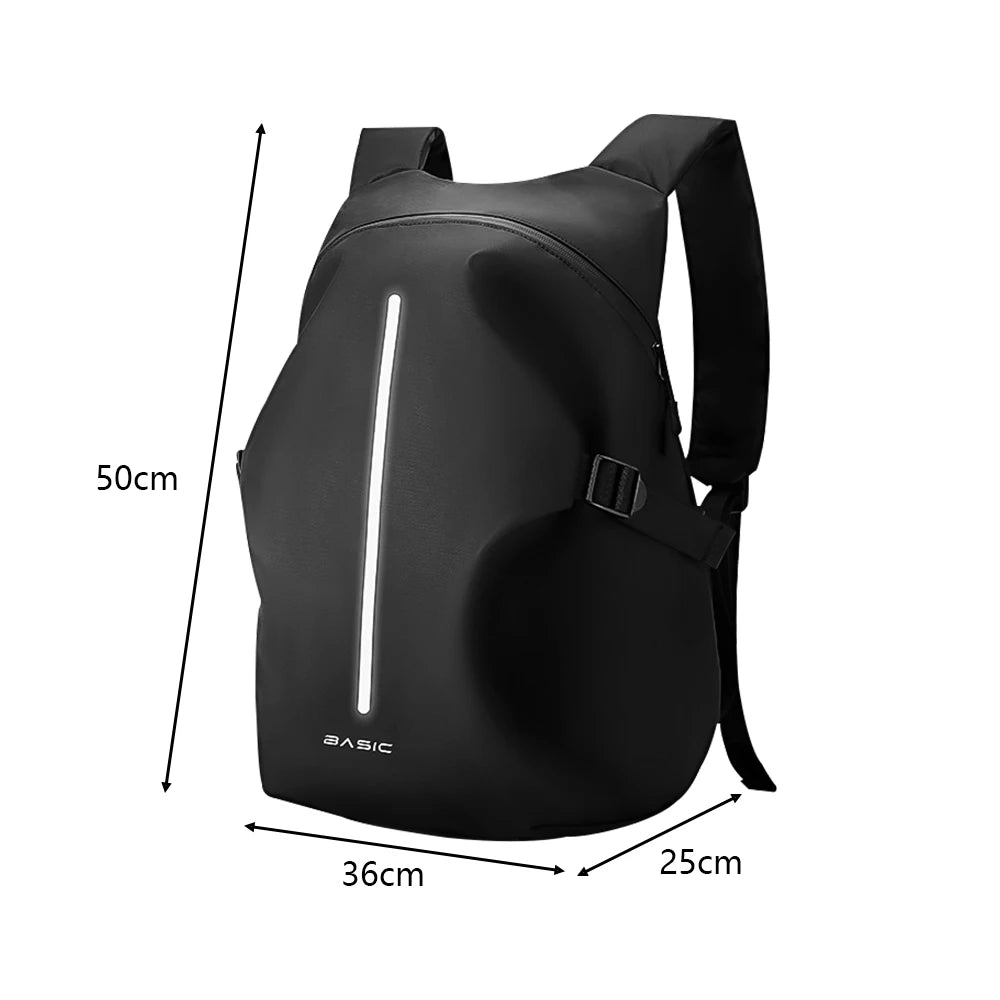 Ryggsäck med reflex från sidan, visade mått i centimeter
